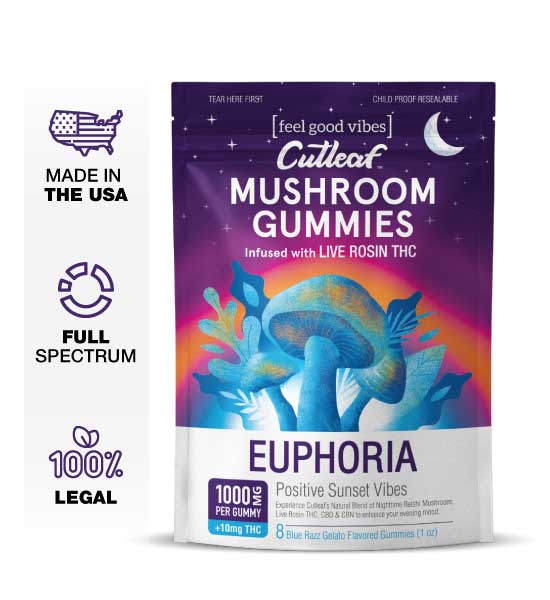 Cutleaf Euphoria Mushroom Gummies - Blue Razz Gelato Flavor_greenrepubliclife.com