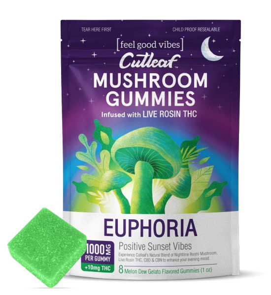 Cutleaf Mushroom Gummies Euphoria - Melon Dew Gelato Cutleaf Mushroom Gummies Euphoria - Melon Dew Gelato