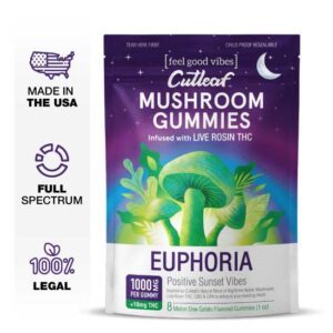 Cutleaf Mushroom Gummies Euphoria - Melon Dew Gelato |Rosin Hemp|1000mg| - Image 2