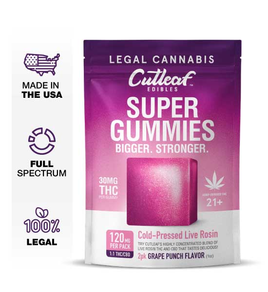 Cutleaf Edibles Super Gummies - Grape Punch Flavor_greenrepubliclife.com