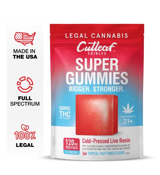 Cutleaf Edibles Super Gummies - Tropical Fruit Punch Flavor_greenrepubliclife.com