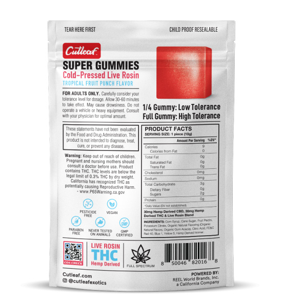 Cutleaf Edibles Super Gummies - Tropical Fruit Punch Flavor